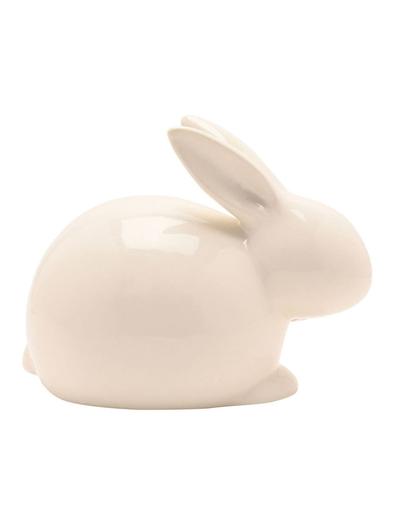 Widdop cream bunny ornament with pink bow, imported from the UK