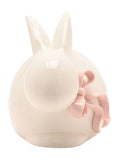 Widdop cream bunny ornament with pink bow, imported from the UK