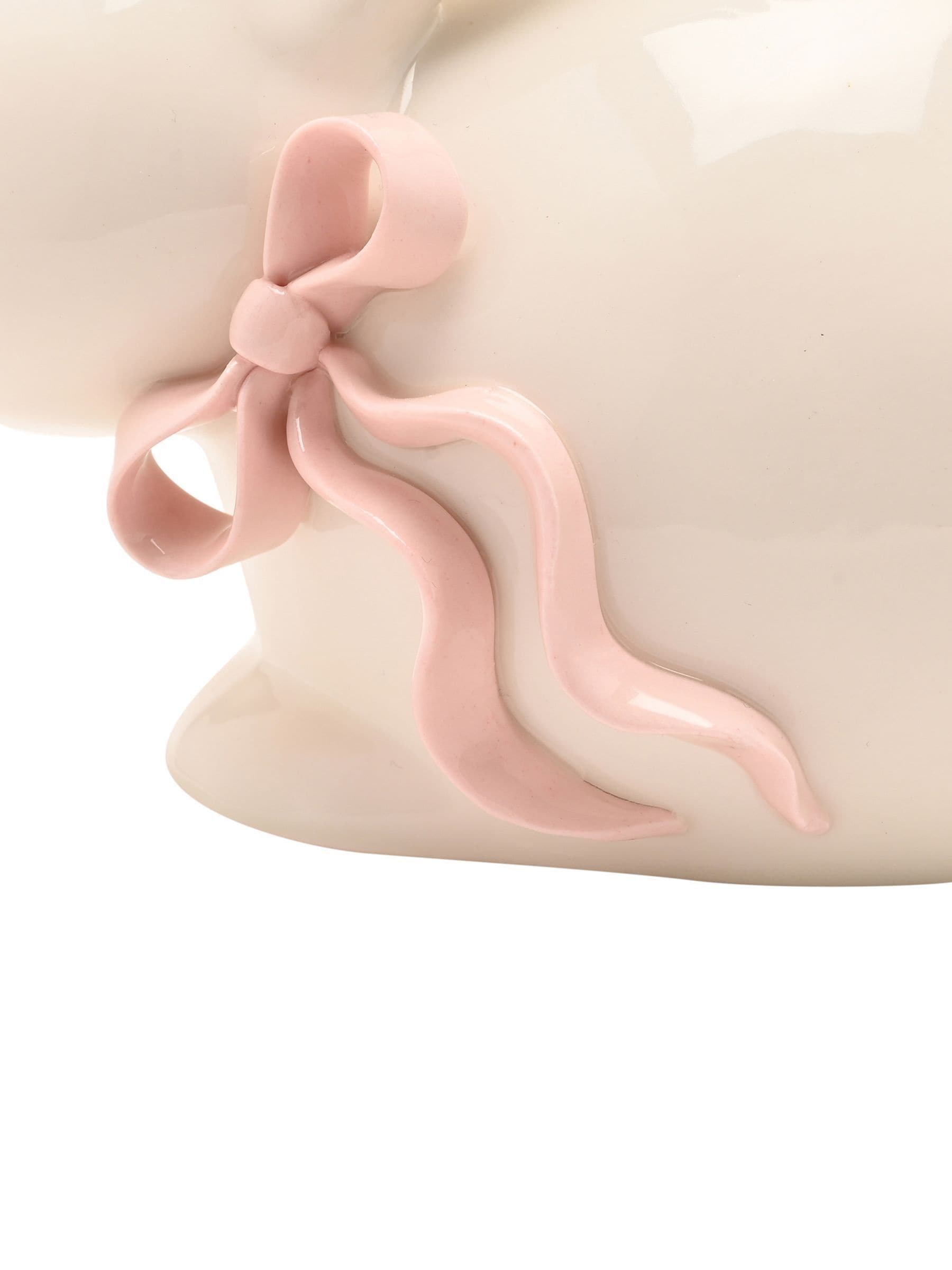 Widdop cream bunny ornament with pink bow, imported from the UK