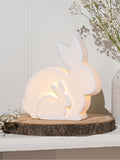 Widdop LED ceramic mum and baby bunny light 15cm (British brand)