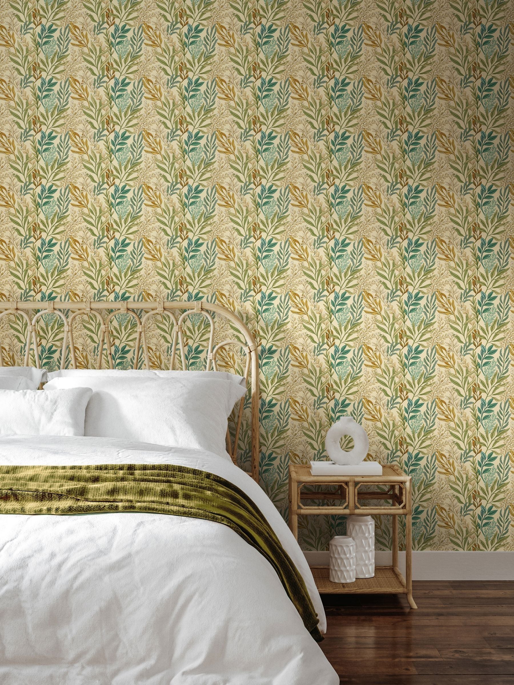 Hoopla Walls Sage Willow Verdant Leaves Wallpaper 10M