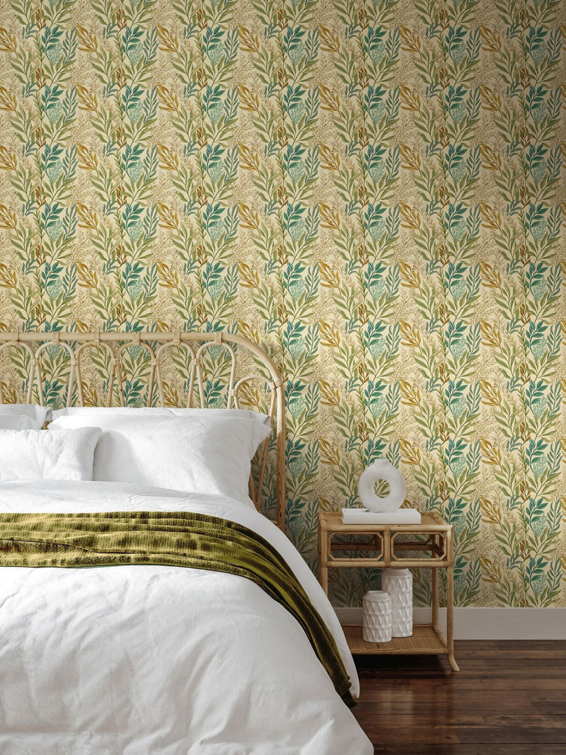 Hoopla Walls Sage Willow Verdant Leaves Wallpaper 10M