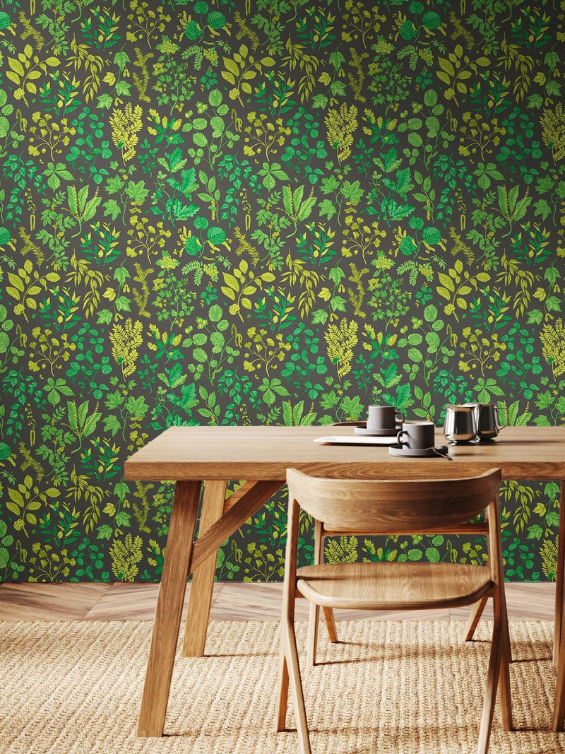Hoopla Walls Stone Sand Botanical Leaves Wallpaper 10m