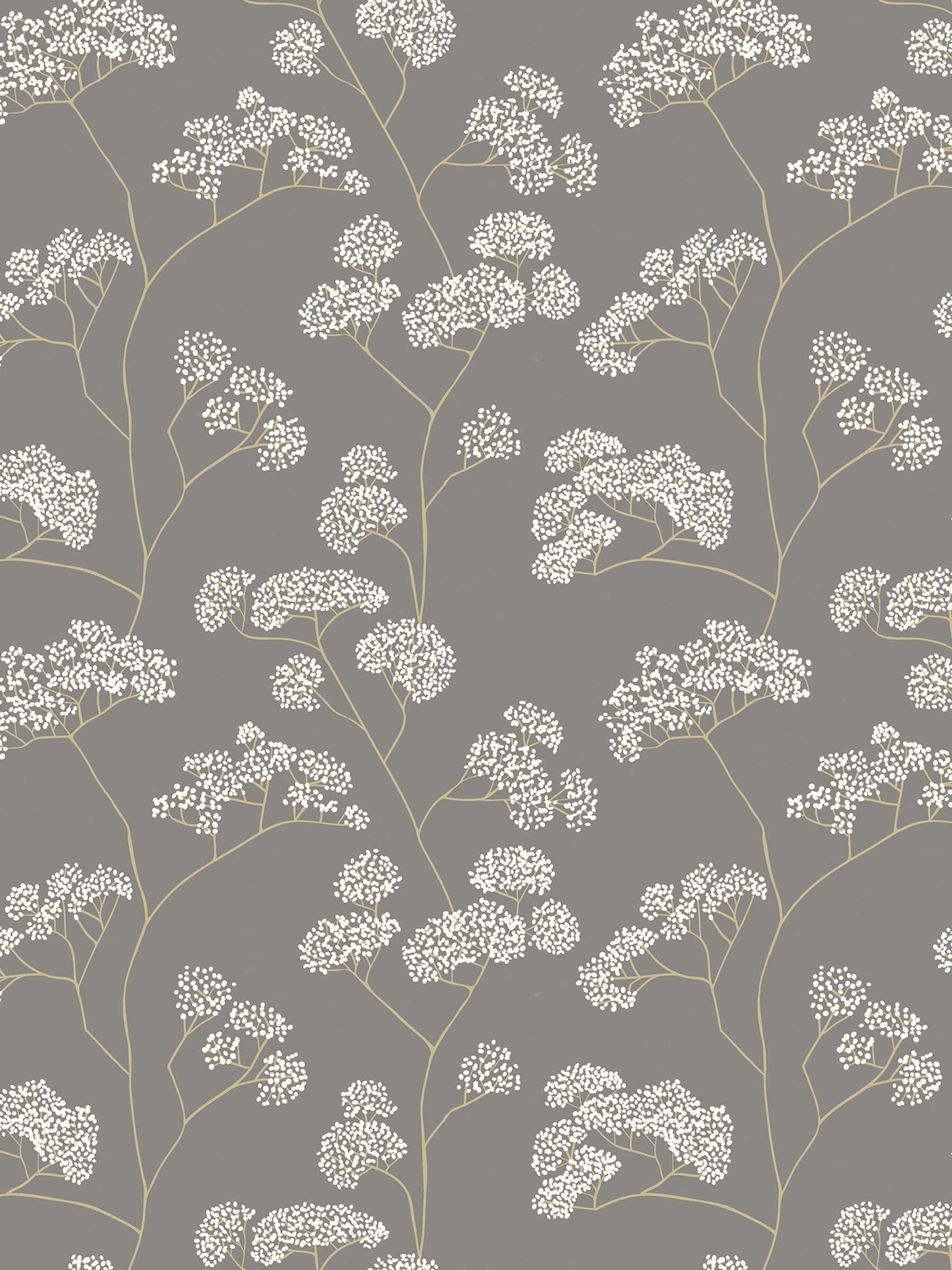 Hoopla Walls Charcoal Elderflower Trail 10M Wallpaper