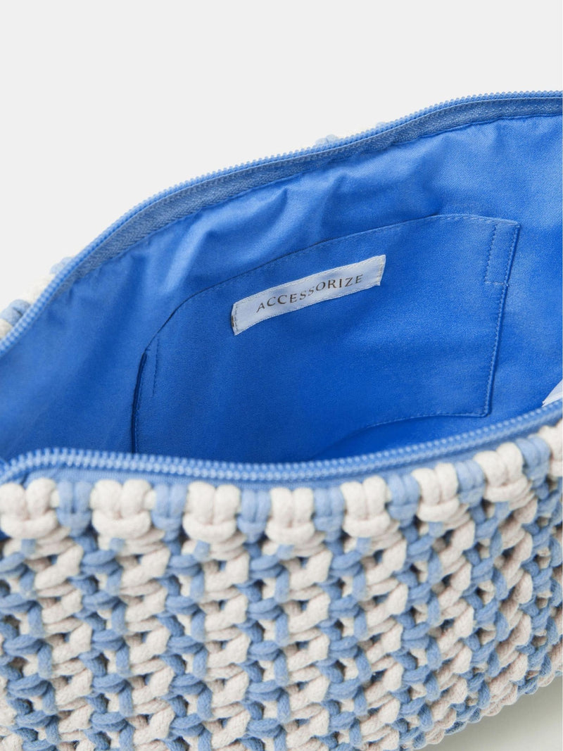 Accessorize blue crab charm macrame clutch bag - British product