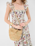 Accessorize natural embroidered starfish raffia bag (British brand)