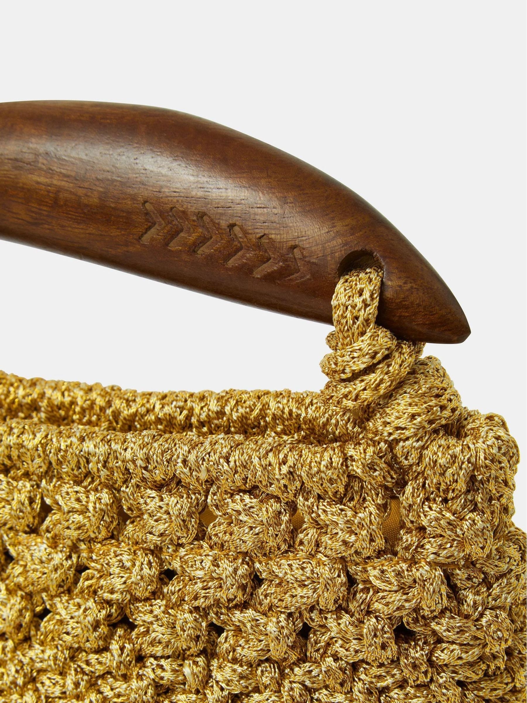 Accessorize gold fish handle woven crossbody bag, imported from the UK