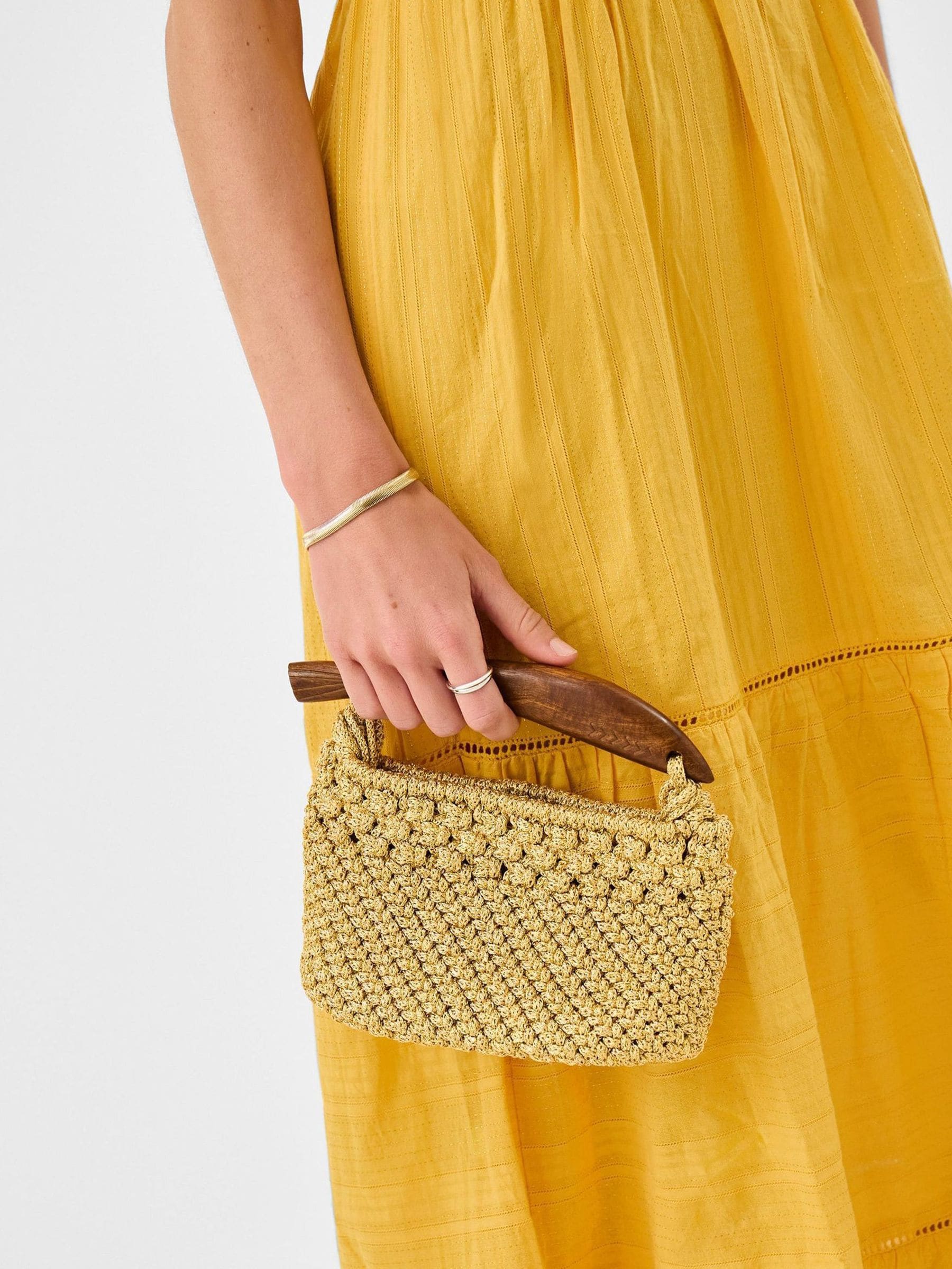 Accessorize gold fish handle woven crossbody bag, imported from the UK