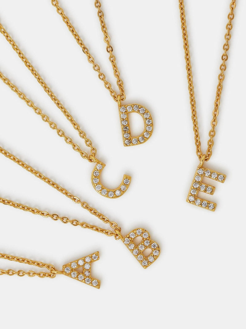 Accessorize 14ct gold plated diamanté initial pendant necklace (British brand)