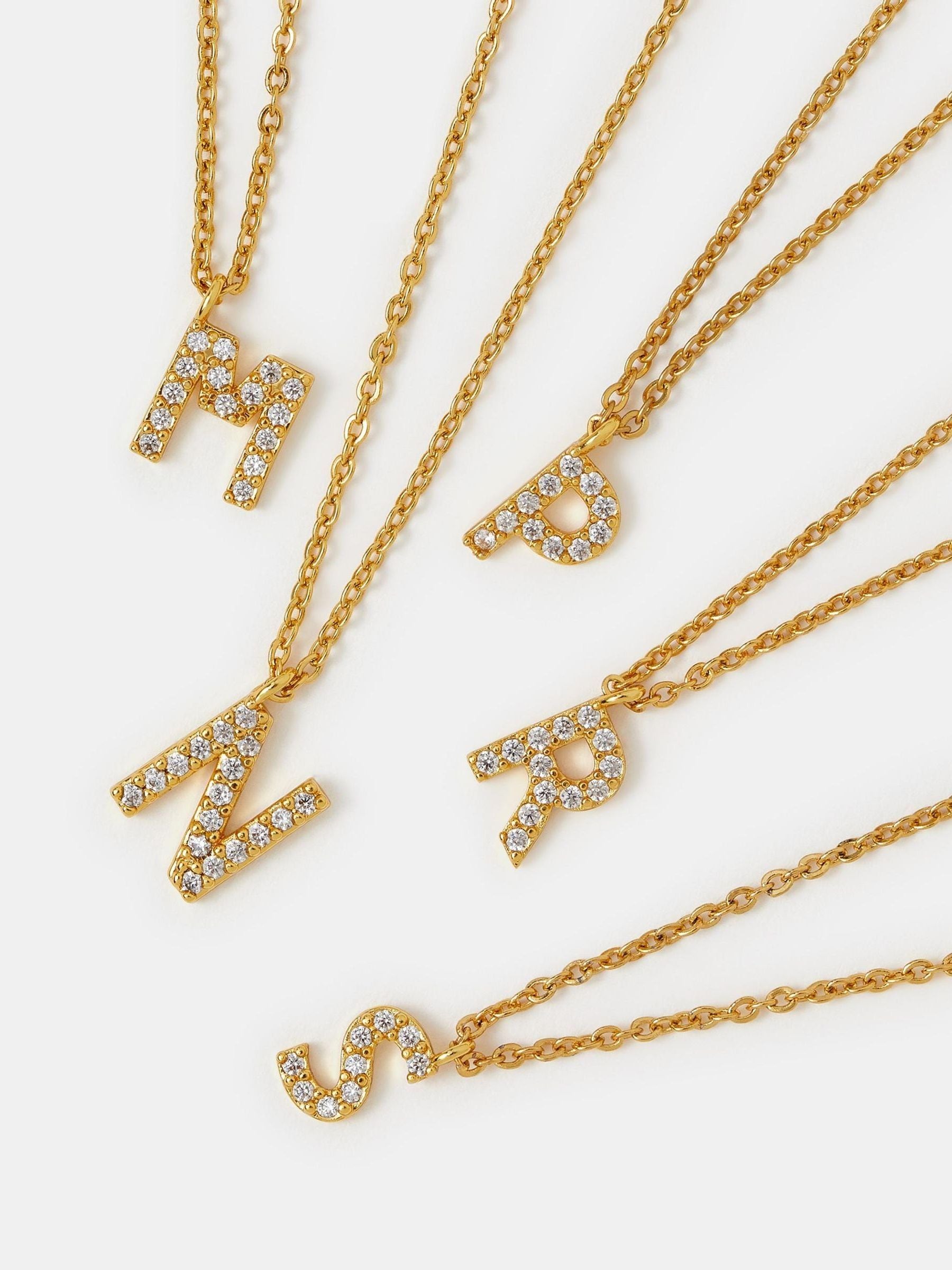 Accessorize 14ct gold plated diamanté initial pendant necklace (British brand)