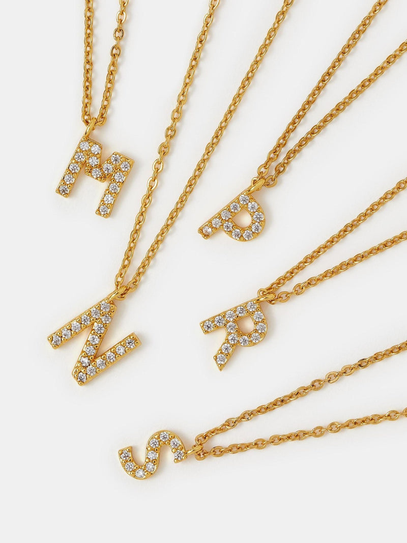 Accessorize 14ct gold plated diamanté initial pendant necklace (British brand)