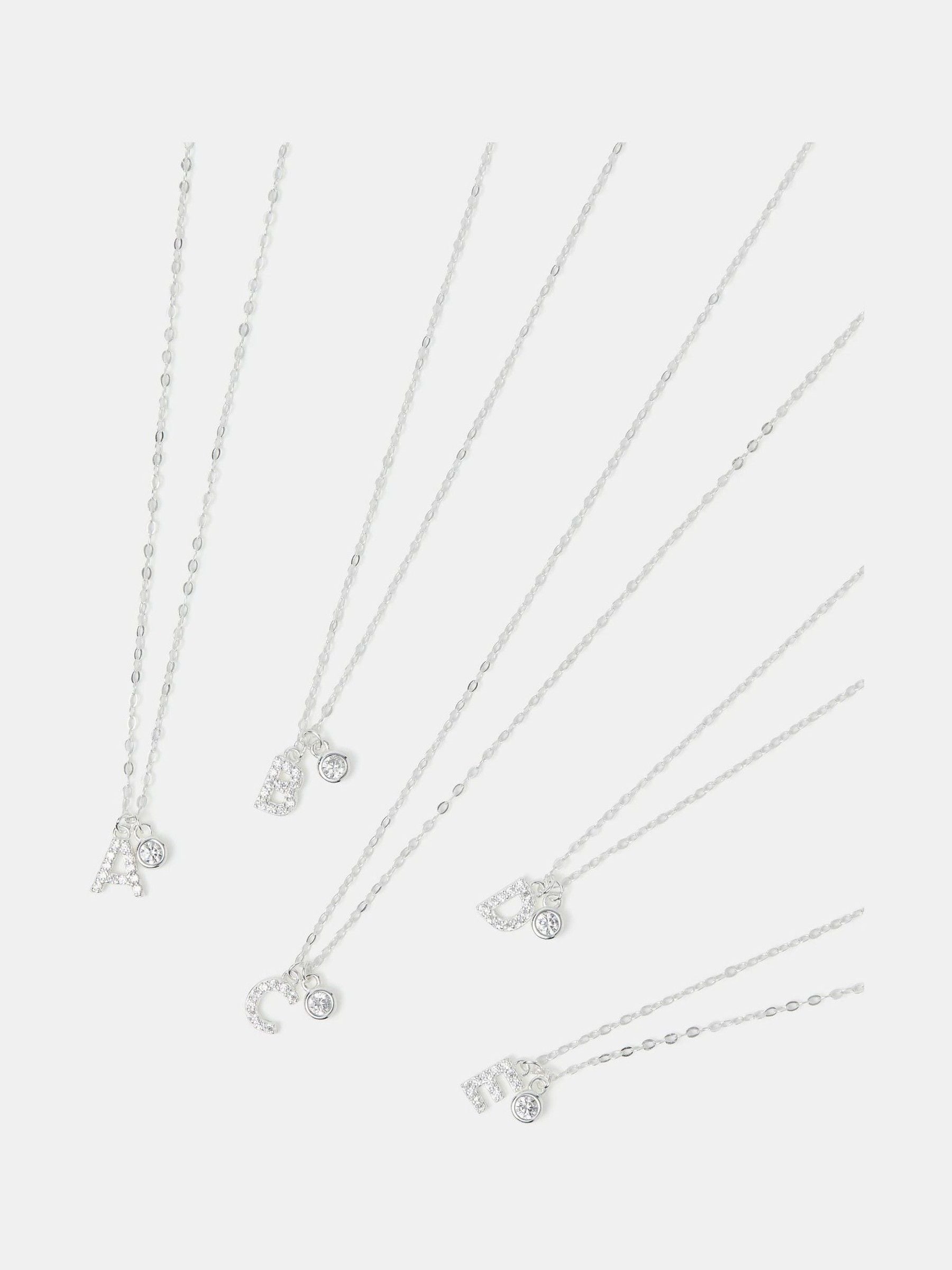 Accessorize sterling silver initial diamanté pendant necklace (British brand)