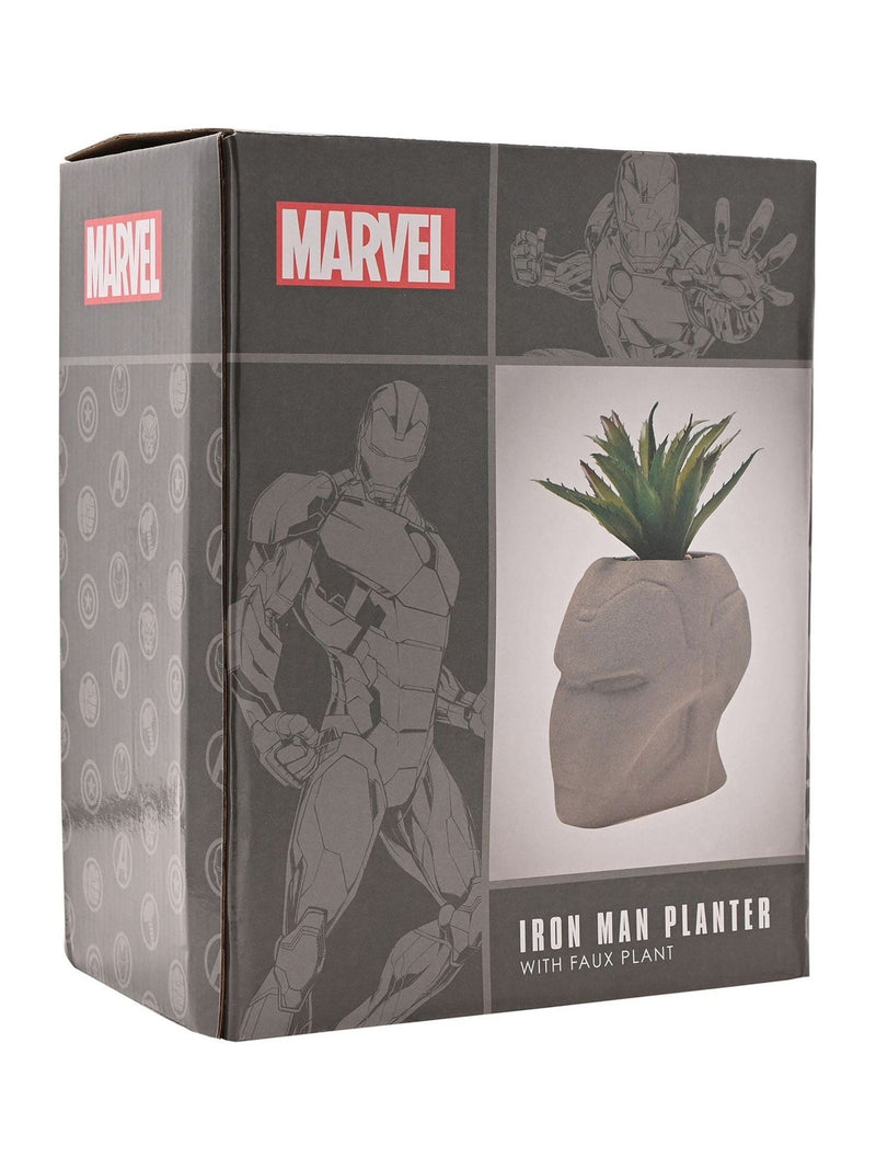 Marvel white Iron Man planter with faux plant (British brand)