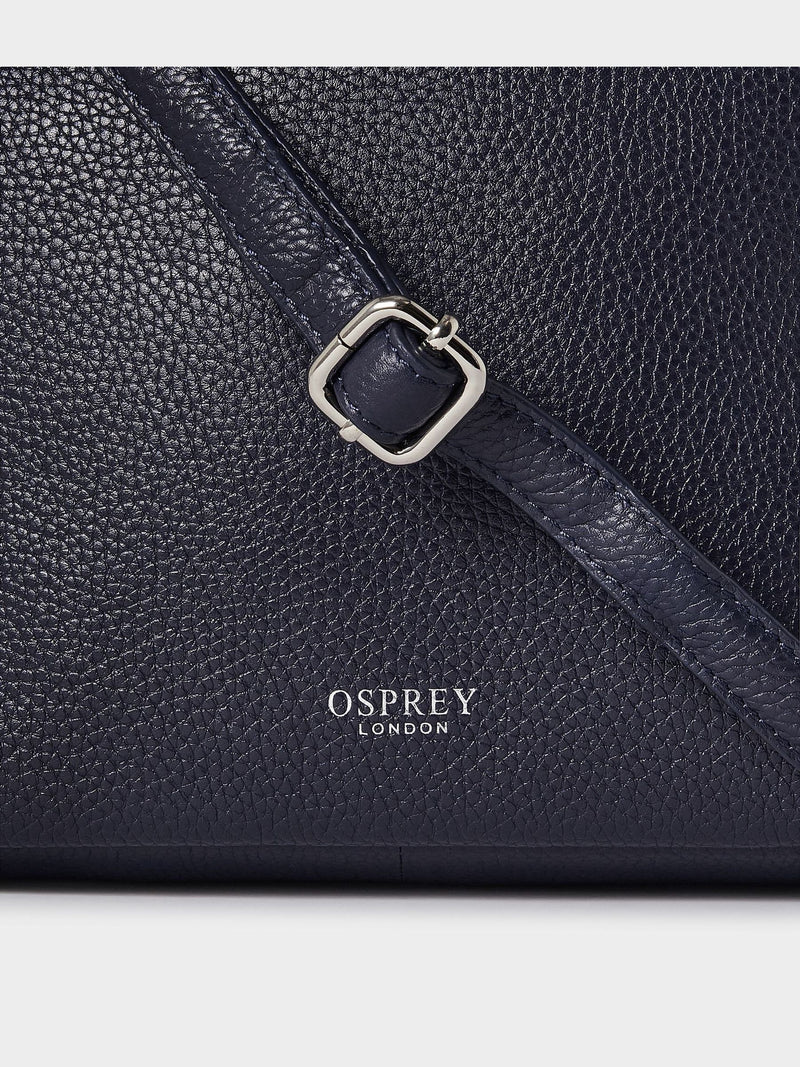 Osprey London blue Lyra leather crossbody bag (British brand)