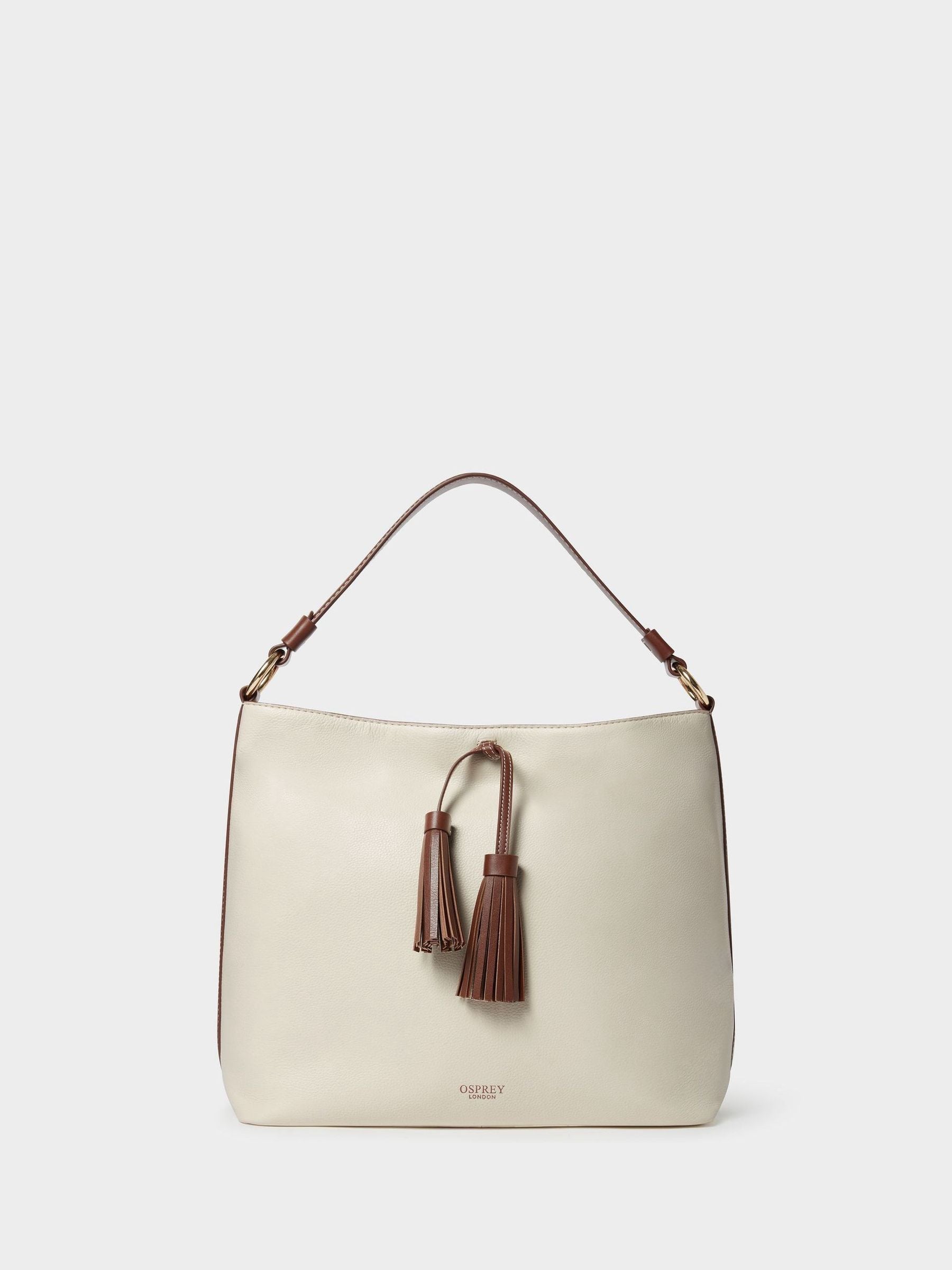 Osprey London Hobo Bag Cream Leather - British product