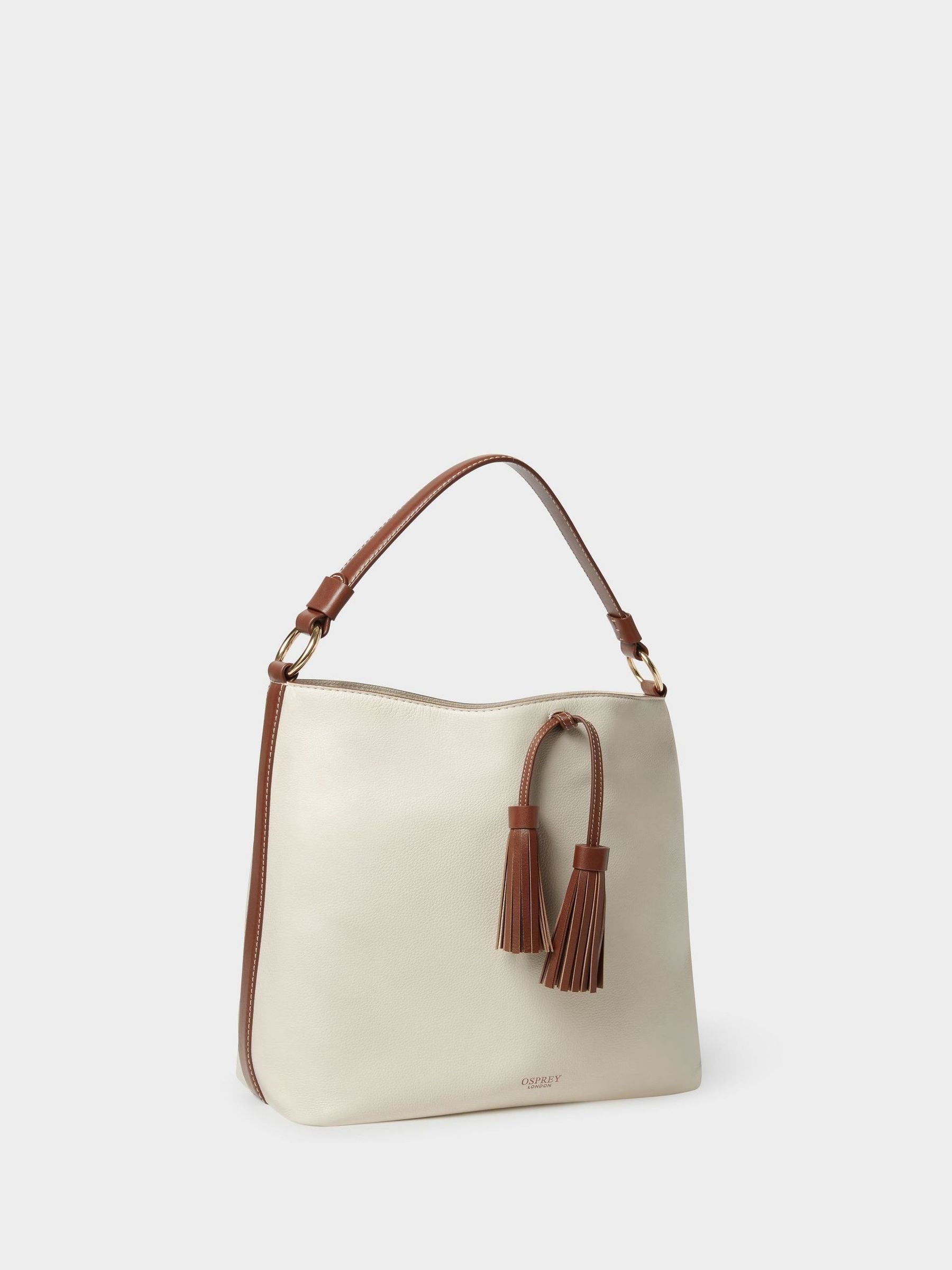 Osprey London Hobo Bag Cream Leather - British product