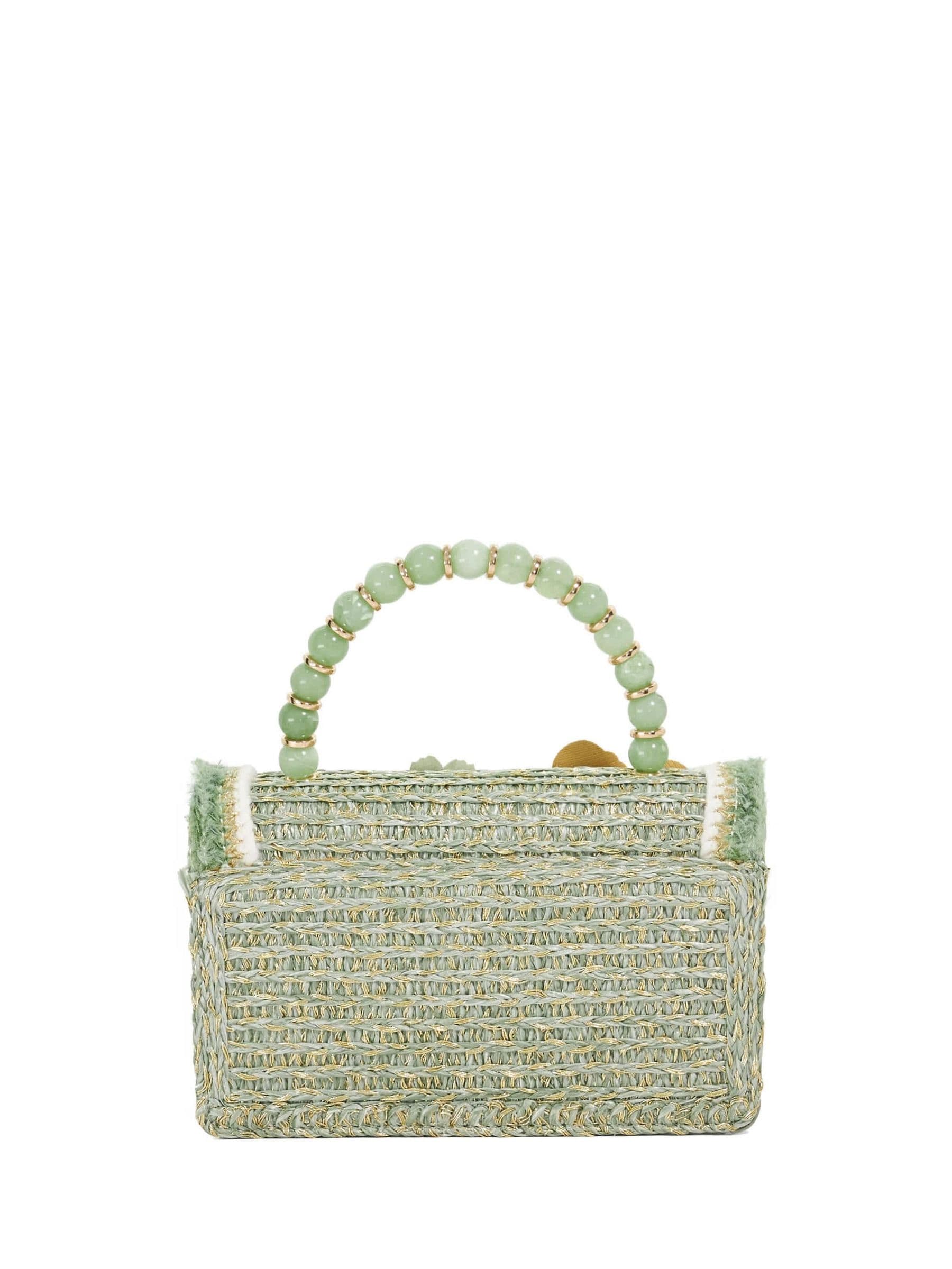 Dune London Green Blooms grab bag raffia, UK version