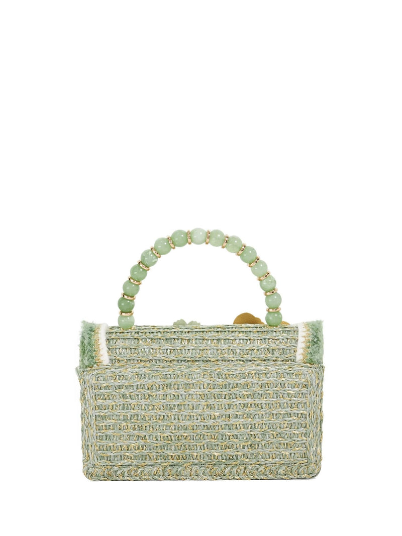 Dune London Green Blooms grab bag raffia, UK version