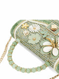 Dune London Green Blooms grab bag raffia, UK version