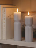 Lights4fun set of 2 twisted pillar candles 17.5cm (British brand)