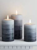 Lights4fun TruGlow grey LED pillar candle trio, imported from the UK