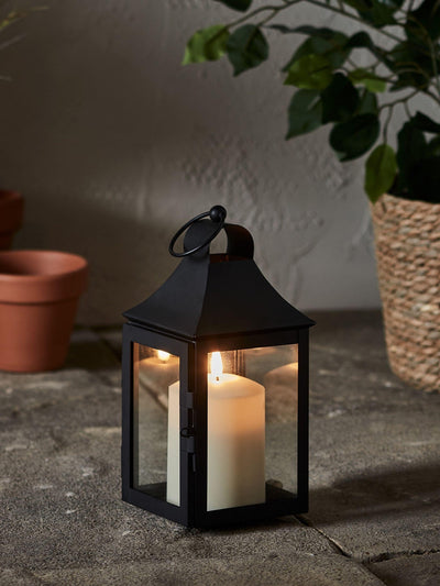 Next Lights4fun Black Albury Garden Lantern with TruGlow Candle 25cm- Buy online at McGrocer