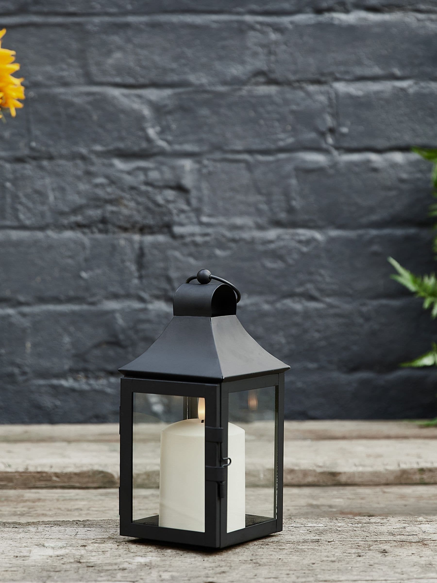 Lights4fun Black Albury garden lantern 25cm, imported from the UK
