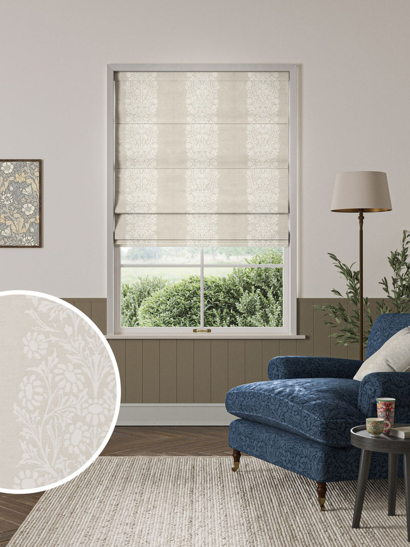 William Morris Blackthorn woven stripe roman blind (British brand)