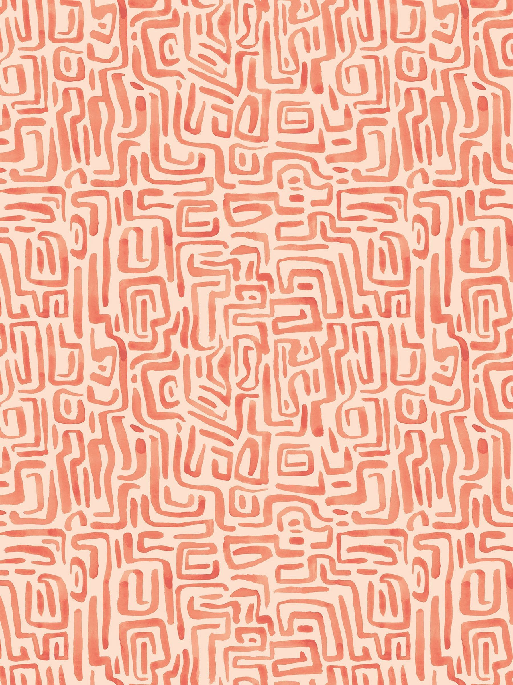 Hoopla Walls Olive Mix Maze Squiggle Wallpaper A4 Sample