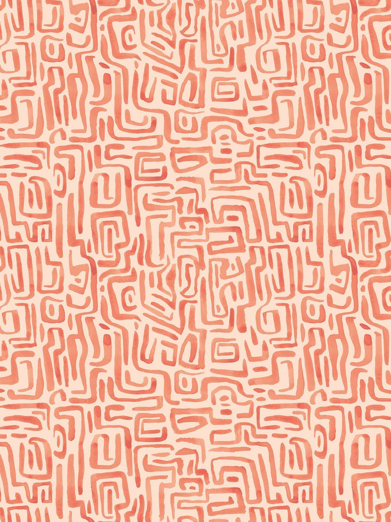 Hoopla Walls Olive Mix Maze Squiggle Wallpaper A4 Sample