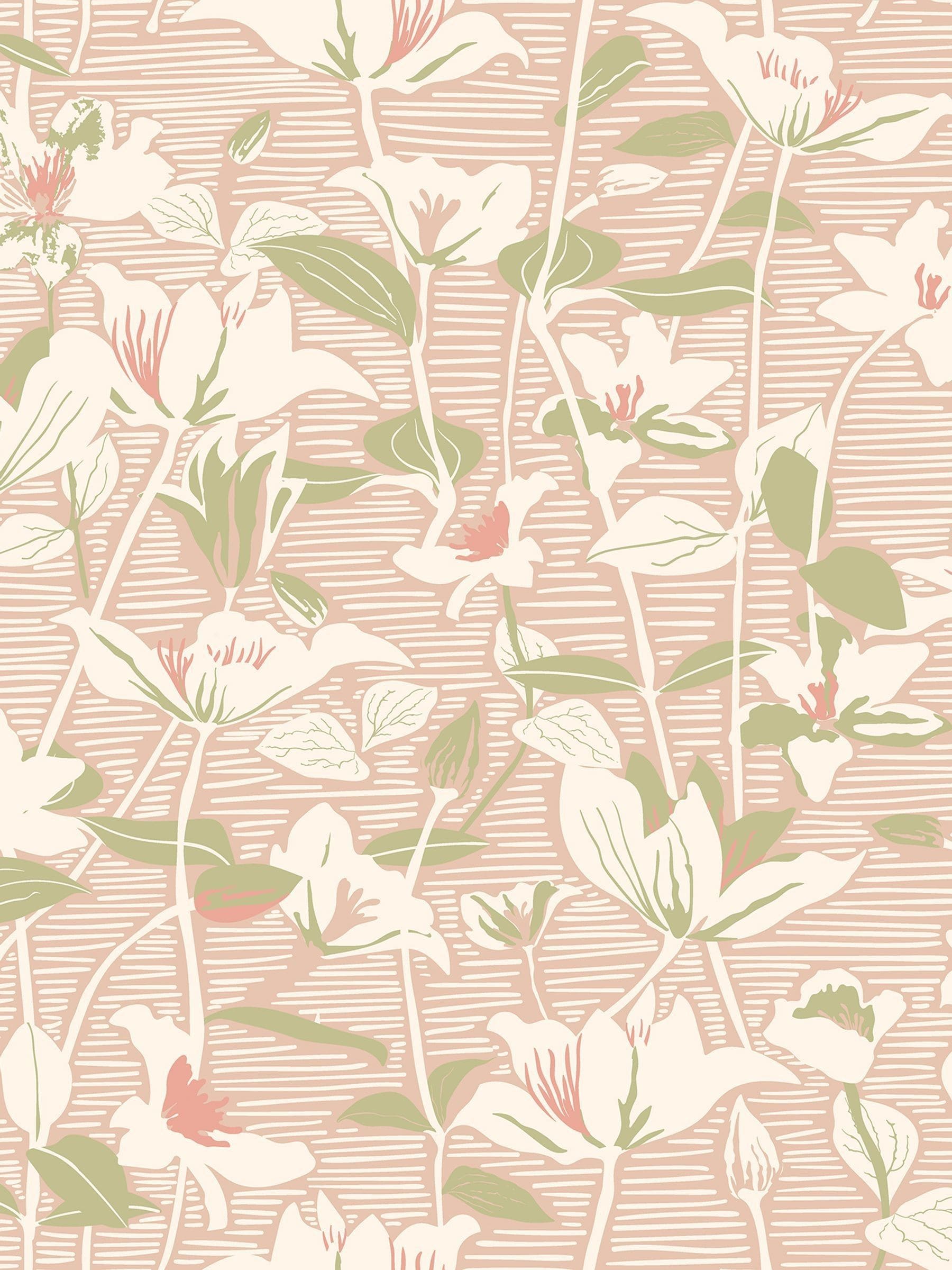 Hoopla Walls Blush Sage Lino Leaves Wallpaper A4 Sample