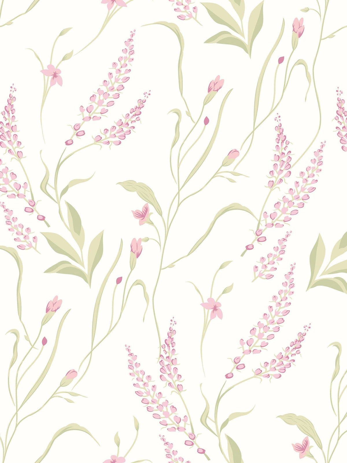 Hoopla Walls soft lavender springtime meadow wallpaper sample A4, UK version
