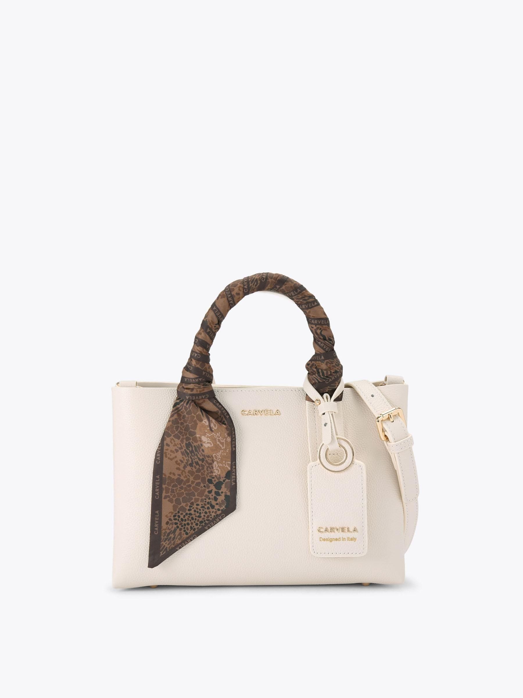 Carvela Mini Nina white leather tote bag, imported from the UK