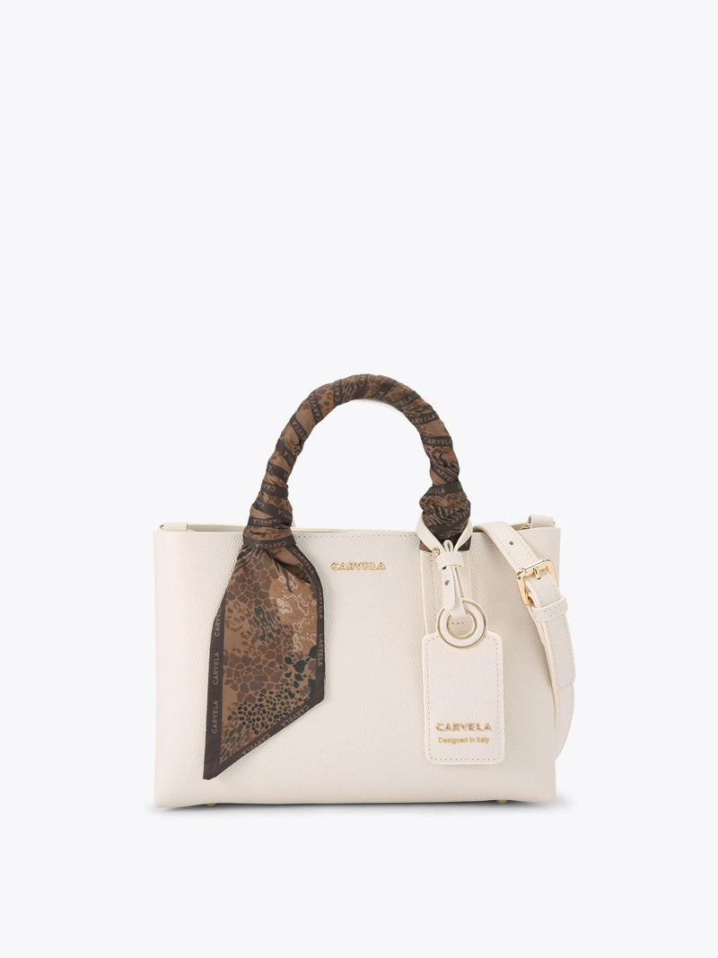 Carvela Mini Nina white leather tote bag, imported from the UK