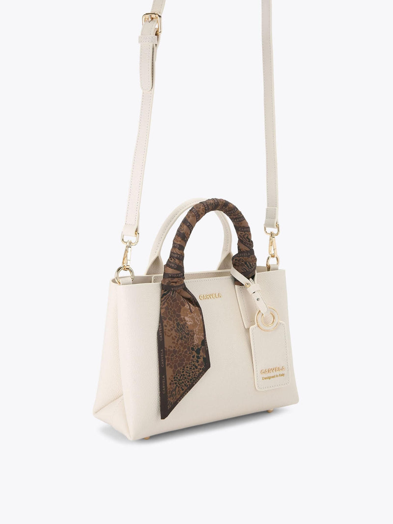 Carvela Mini Nina white leather tote bag, imported from the UK