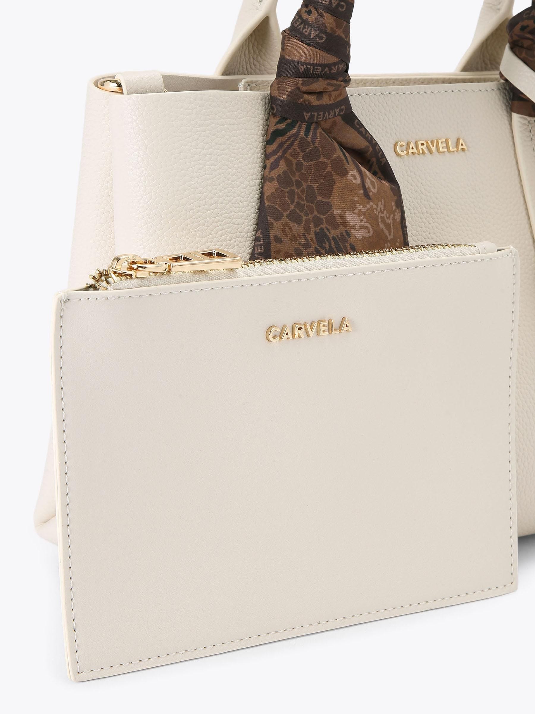 Carvela Mini Nina white leather tote bag, imported from the UK