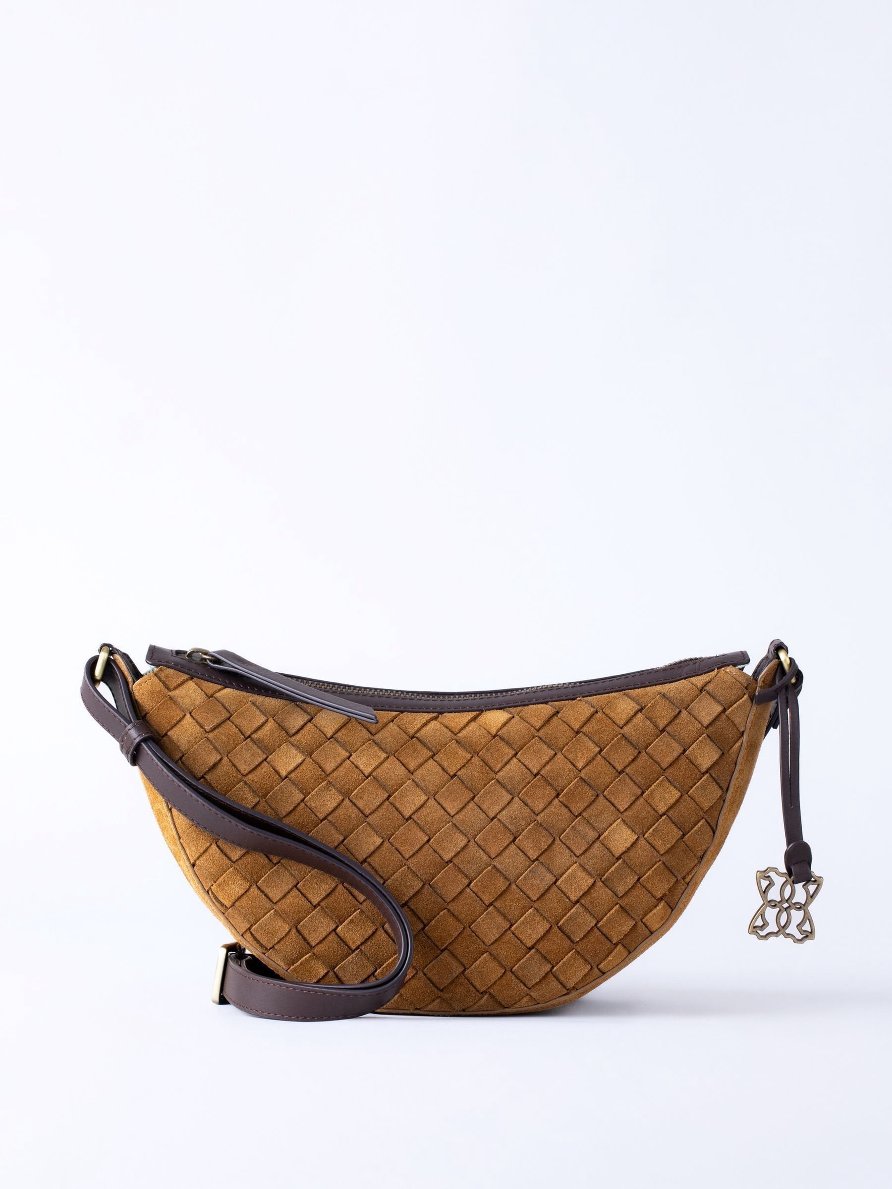Lakeland Leather cognac Mirehouse suede sling bag, UK version