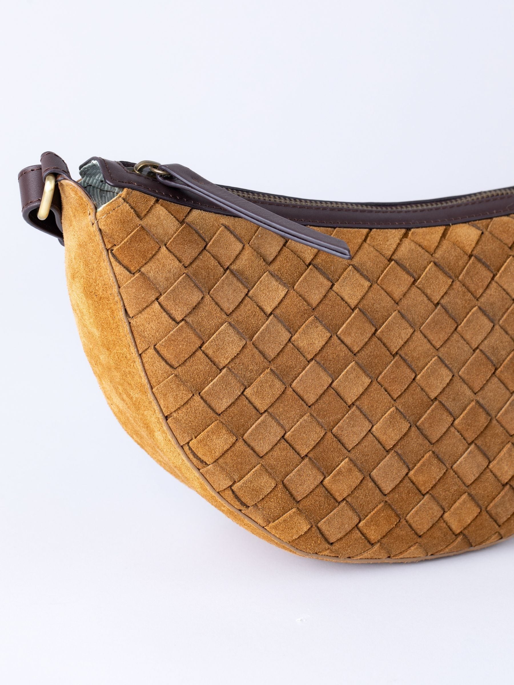 Lakeland Leather cognac Mirehouse suede sling bag, UK version