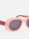 Oliver Bonas pink berry red oval acetate sunglasses, imported from the UK