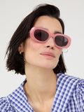 Oliver Bonas pink berry red oval acetate sunglasses, imported from the UK