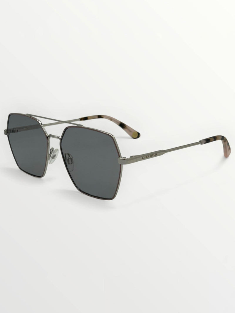 Laura Ashley silver rectangular sunglasses with metal frame (British brand)