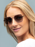 Laura Ashley silver rectangular sunglasses with metal frame (British brand)