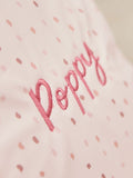 Pink polka dot tiny personalised backpack (British brand)