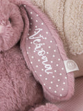 My 1st Years dusky mauve personalised bunny soft toy, imported from the UK