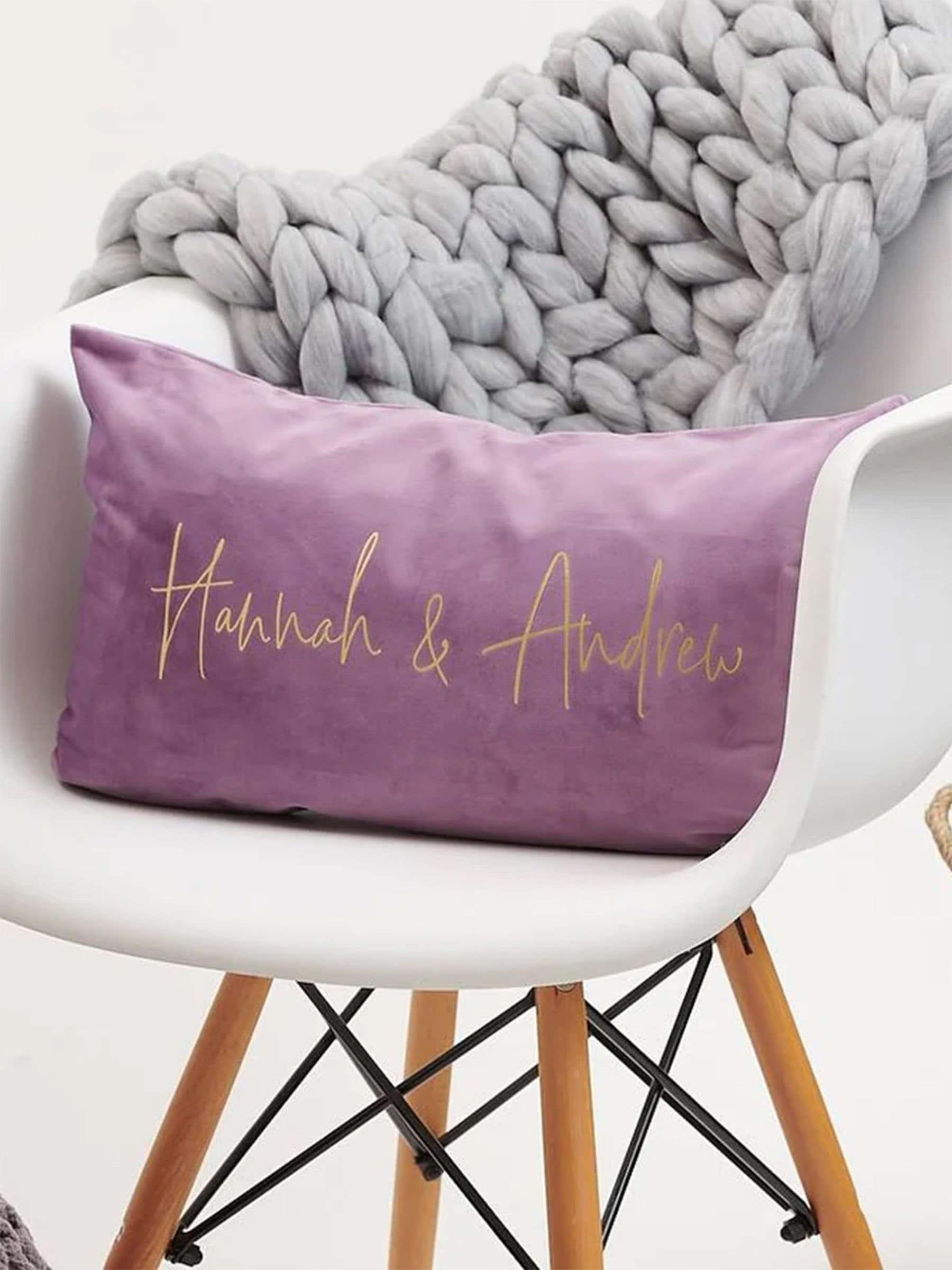 No Ordinary Gift personalised couples velvet cushion 50x30cm, imported from the UK
