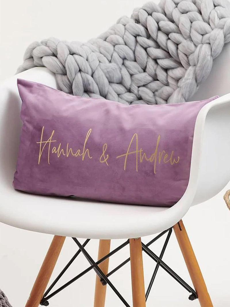 No Ordinary Gift personalised couples velvet cushion 50x30cm, imported from the UK