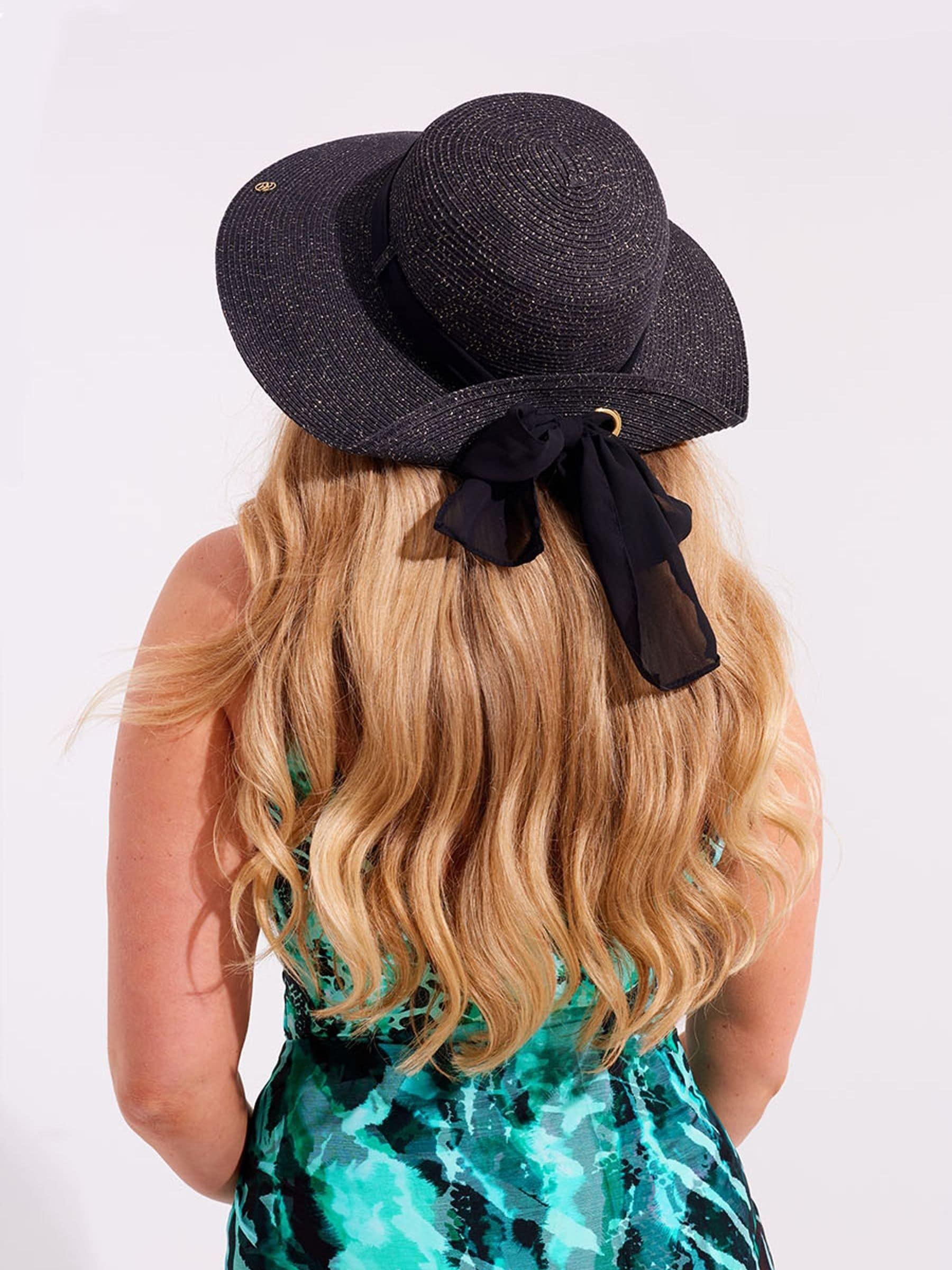 Seaspray black Juliet metallic sun hat (British brand)