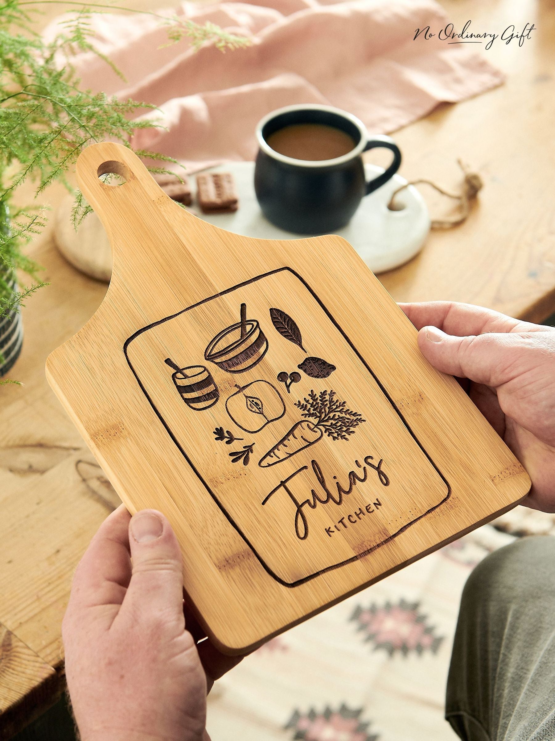No Ordinary Gift personalised bamboo chopping board 31.5cm - British product