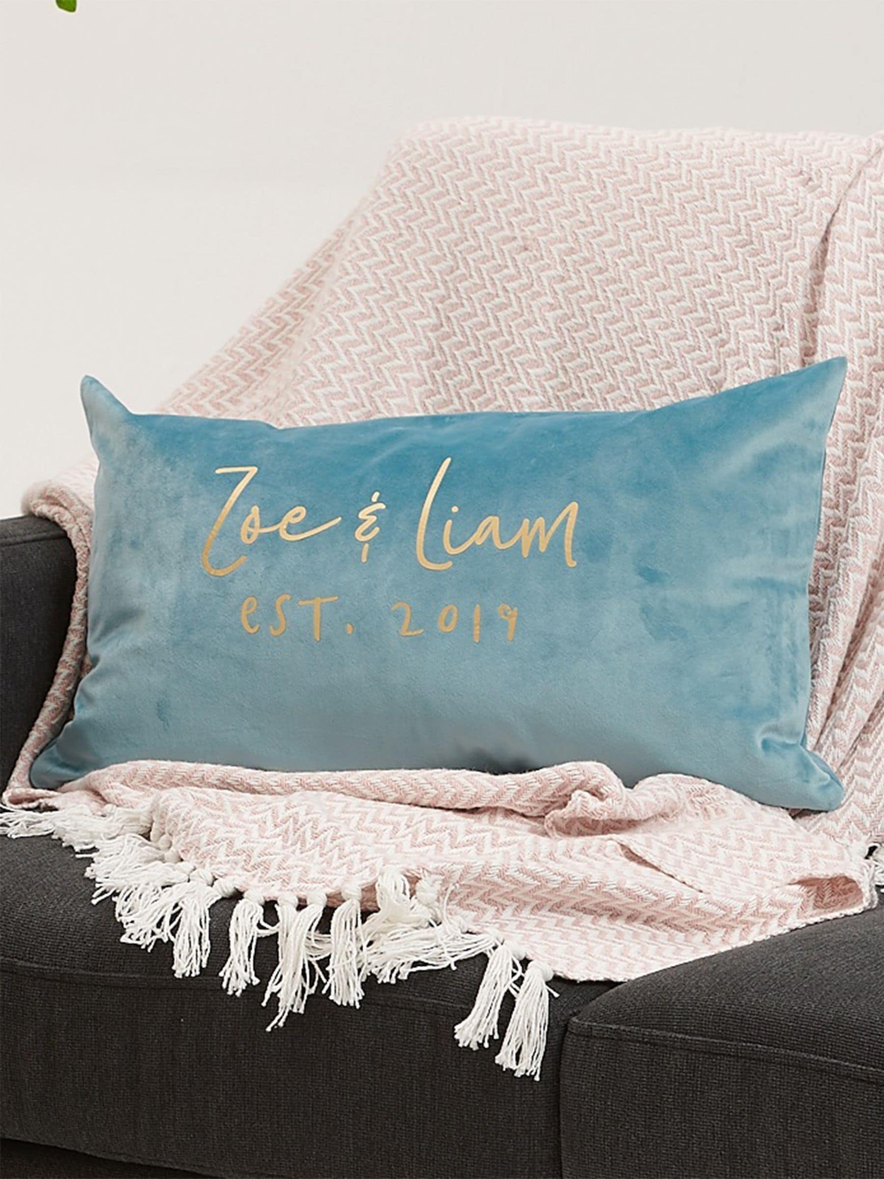 No Ordinary Gift personalised couples cushion 50x30cm, imported from the UK