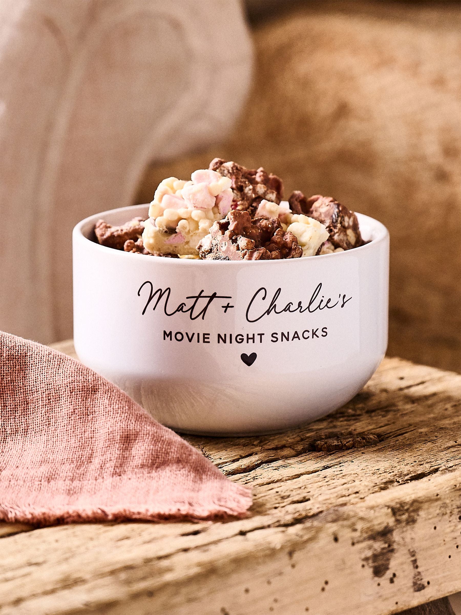 No Ordinary Gift personalised couples movie night snack bowl 13x8cm, imported from the UK